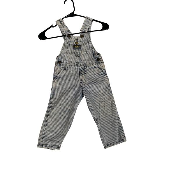 vintage oshkosh acid wash stripe overalls 3T - Picture 1 of 12